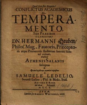 Conflictus Academicus De Temperamento