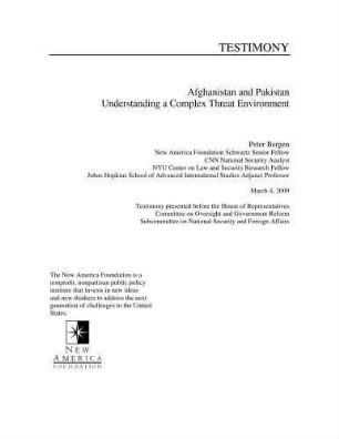 Afghanistan and Pakistan : understanding a complex threat environment