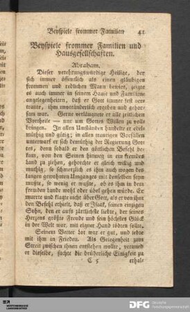 Beyspiele frommer Familien und Hausgesellschaften.