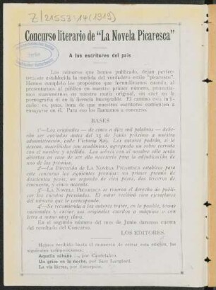 Concurso literario de "La Novela Picaresca"