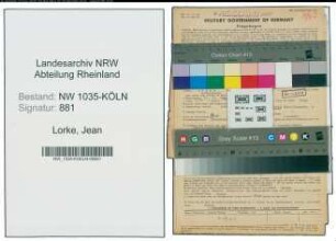 Entnazifizierung Jean Lorke , geb. 11.11.1889 (Kaufmaennischer Angestellter)
