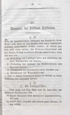 IV. Nennung der sonstigen Desiderien.