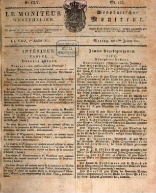Le Moniteur westphalien : gazette officielle = Westphälischer Moniteur : offizielle Zeitung. 1811,7/9