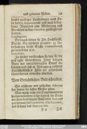 Von Gerichtlichen Bitt-Schreiben.