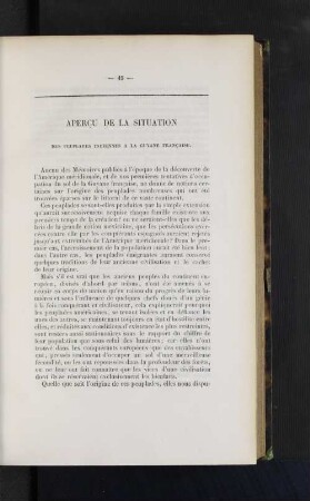 Apercu de la situation