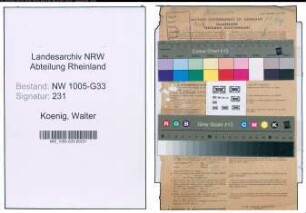 Entnazifizierung Walter Koenig , geb. 08.01.1900 (Zeichenlehrer)