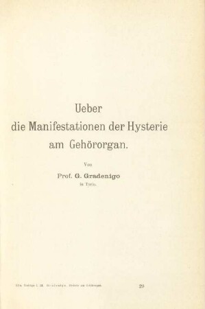 Ueber die Manifestationen der Hysterie am Gehörorgan
