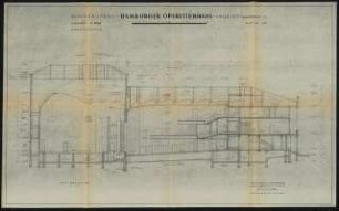 Operettenhaus, Hamburg Wiederaufbau: Längsschnitt der Mittelachse 1:100