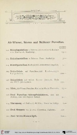 Alt-Wiener, Sèvres und Meißener Porzellan (Nr. 202-246)