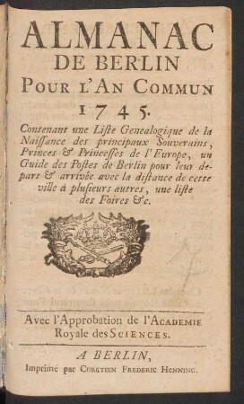1745: Almanac de Berlin