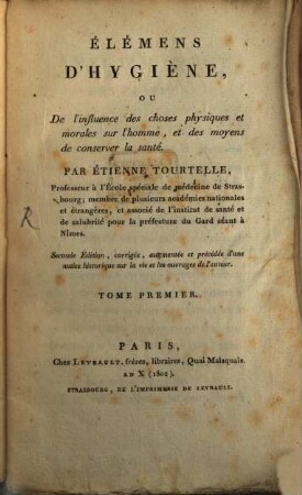 Élémens d'Hygiène, 1
