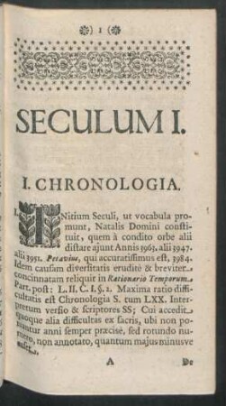 Seculum I.