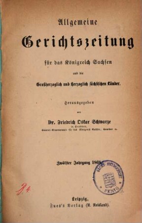 Allgemeine Gerichtszeitung für das Königreich Sachsen. 12. 1868