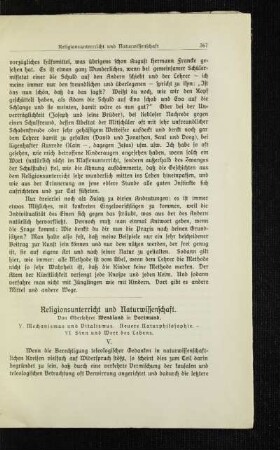 Religionsunterricht und Naturwissenschaft : [Fortsetzung]