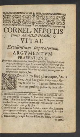 Argumentum Praefationis