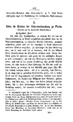 Ueber die Petition der Lehrerversammlung zu Berlin : (Anwort auf ein ungedrucktes Sendschreiben)