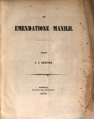 De emendatione Manitii