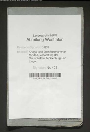 Die von dem Kolonen Erpenbeck zu Ringel, Kirchspiels Lengerich, anzulegende Bockmühle