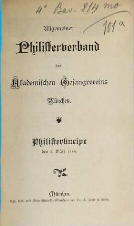 Philisterkneipe den 3. März 1888.