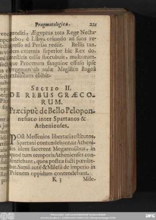 Sectio II. De Rebus Graecorum.
