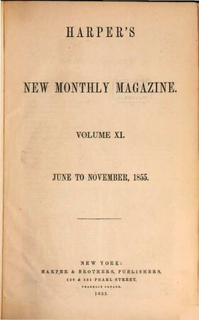 Harper's new monthly magazine. 11, 11. 1855
