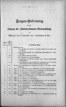 Tages-Ordnung, 15. September 1897