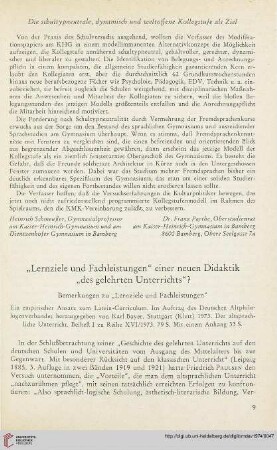 17: "Lernziele und Fachleistungen" einer neuen Didaktik "des gelehrten Unterrichts"? : Bemerkungen zu "Lernziele und Fachleistungen"
