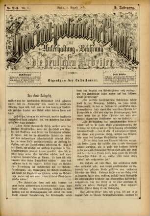8. Lief. Nr. 1. Berlin, 1. August 1874. 2. Jahrgang.
