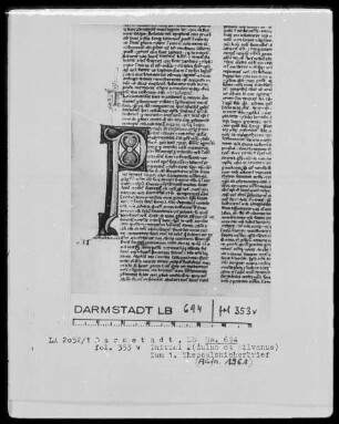 Biblia sacra mit einem altlateinischen Judith-Text — Initiale P(aulus et Silvanus), Folio 353verso