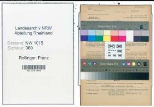 Entnazifizierung Franz Rollinger , geb. 05.06.1915 (Konstrukteur)