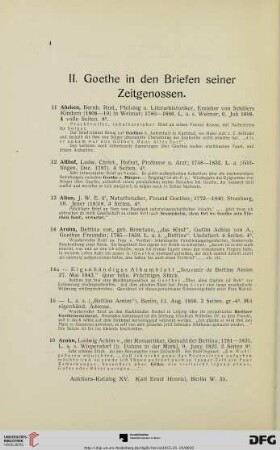 II. Goethe in den Briefen seiner Zeitgenossen (Nr. 11-176)