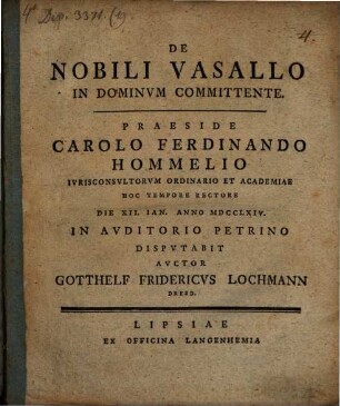 De Nobili Vasallo In Dominvm Committente