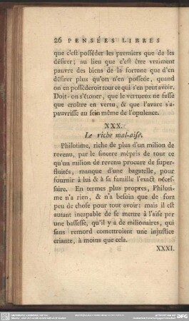 XXX. Le riche mal-aisé