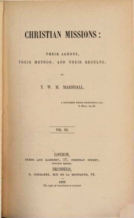 Christian Missions: their agents, their method, and their results : 3 voll., 3