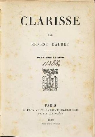 Clarisse : Par Ernest Daudet