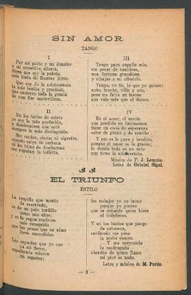 "Sin amor" : (Tango)