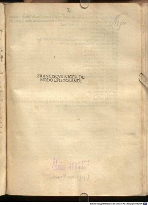Modus epistulandi : mit Widmungsbrief des Autors an Jakob Gerold und dessen Erwiderung