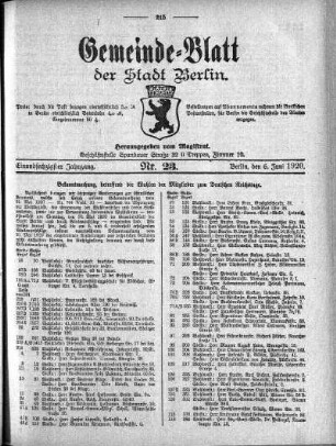 1920,23: Nr. 23, 6. Juni 1920