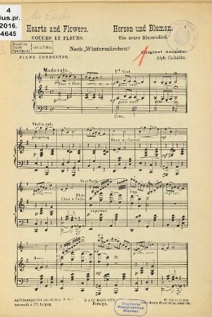Herzen und Blumen : ein neues Blumenlied : nach "Wintermärchen" = Hearts and Flowers = Coeurs et fleurs