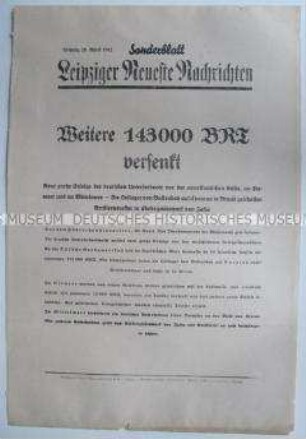 Sonderblatt der "Leipziger Neuesten Nachrichten" u.a. zum Seekrieg vor der amerikanischen Küste