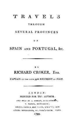 Travels through several provinces of Spain and Portugal, [et]c.
