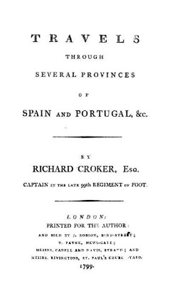 Travels through several provinces of Spain and Portugal, [et]c.