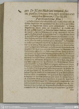 De Jureconsultis, Qui Hadriani temporibus flouerunt, Caput XLIIX. Patri Celso Celsus filius