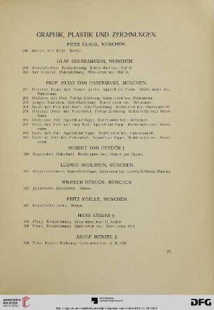 Graphik, Plastik und Zeichnungen (Nr. 288-332)