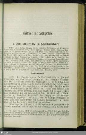 1. Beiträge zur Schulpraxis