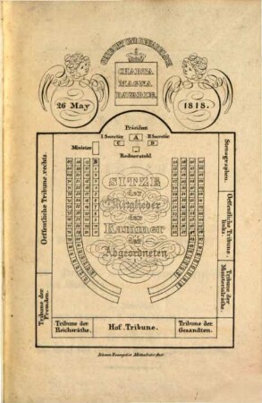 Bayern's Stände-Versammlung : im Jahre ... ; (Anzeige d. Wohnungen d. Herren Reichs-Räthe u. Abgeordneten, dann Sitzordnung u. Ausschüsse d. Kammer d. Abgeordneten). 1834
