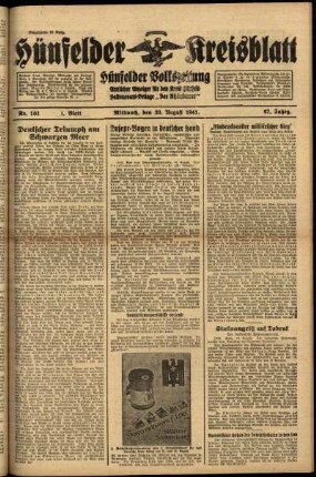 Erste Ausgabe vom Mittwoch, den 20. August 1941.