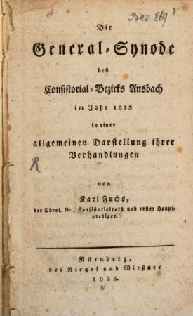 Die General-Synode Ansbach