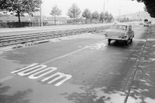 Ankündigung von Zebrastreifen auf verkehrsbelebten Straßen.