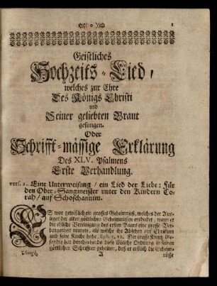 Des XLV. Psalmens Erste Verhandlung